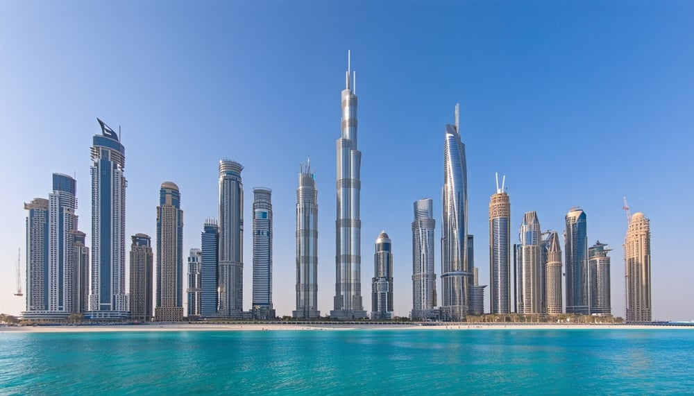 Dubai cityscape with iconic landmarks and travel experiences