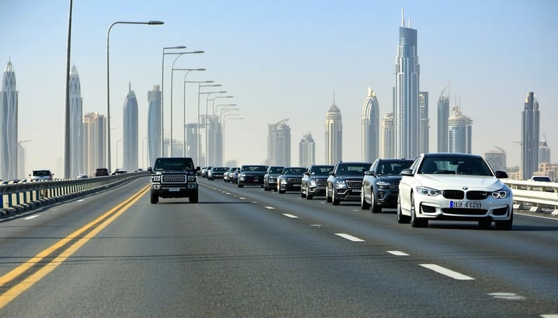 Dubai Road Pass Journey Travel modern vehicle fleet
